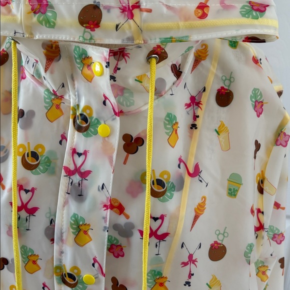 Disney Raincoat/hoodie. bright cute yellow/pink pattern . Long sleeves. Size XL - Picture 3 of 6